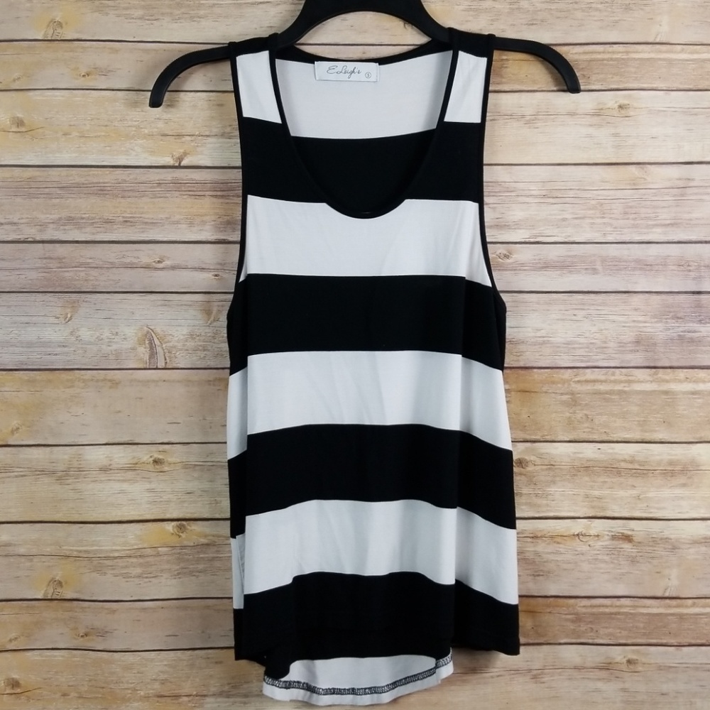 E Leighs| Black & White Striped Tank Top Sz S